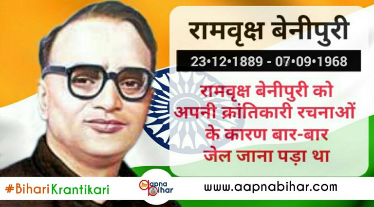 #BihariKranitakari : #8 अपनी क्रांतिकारी रचनाओं के कारण 8 वर्ष जेल में बिताएं थे रामवृक्ष बेनीपुरी