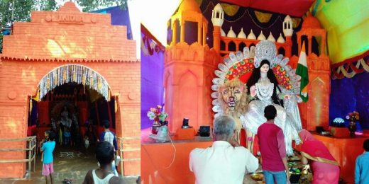 पंडाल में कहीं दिल्ली तो कहीं ट्रेन हादसा को दिखाया गया।