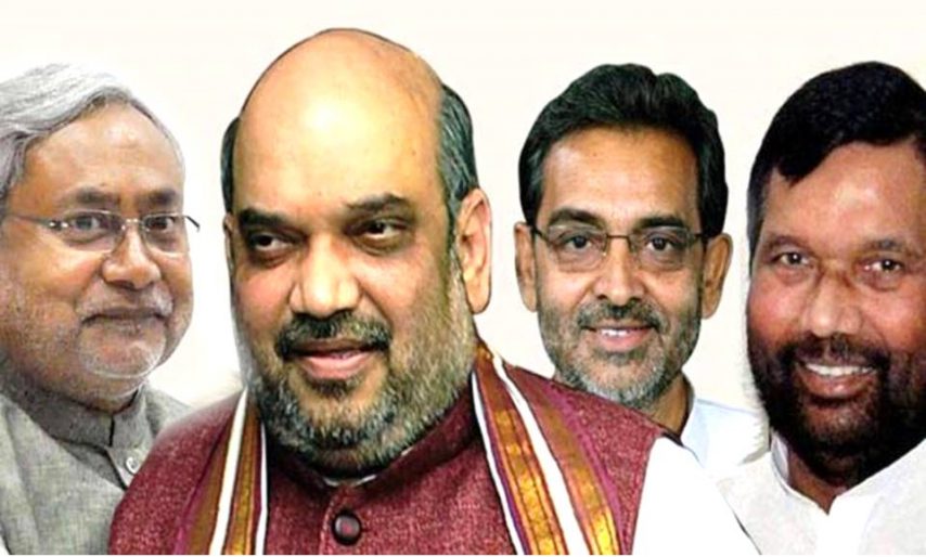 BIhar, NDA, BJP, JDU,LJP, RLSP, NARENDRA MODI, AMIT SHAH, NITISH KUMAR, RAM VILAS PASWAN,Upendra Kushwaha